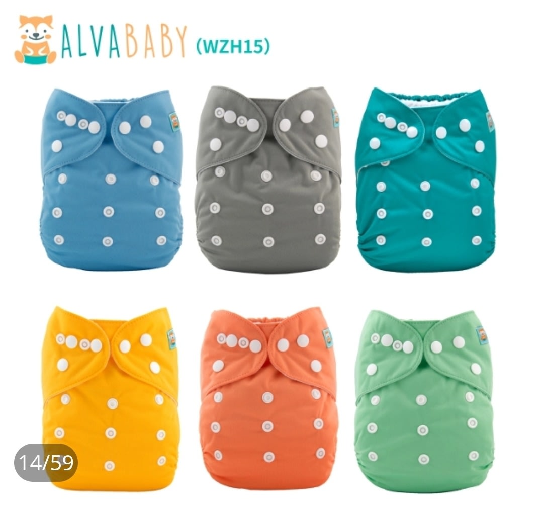 6-Pack Baby Cloth Diapers with 6 Microfiber Inserts - One Size Adjustable & Reusable Pocket Diapers for Infants & Toddlers