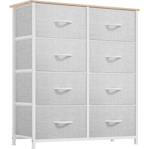 YITAHOME Dresser for Bedroom, Fabric 8 Drawers, Tall Dresser with Fabric Bins, Storage Tower Unit, Chest of Drawers for Living Room, Hallway, Closets