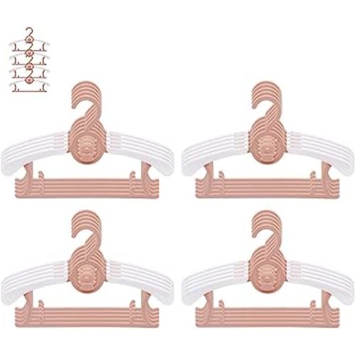Baby Nursery Closet Hangers, JSF 20pcs Pink Ultra Thin Non-Slip and Extendable Laundry Infant Pant Hanger for Newborn Clothes Adjustable Children Coat Hanger for Girl Boy Toddler Kids Child