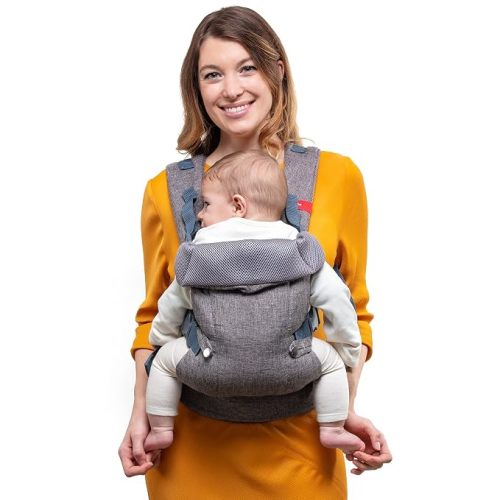 You+ME 4-in-1 Breathable Baby Carrier Newborn to Toddler 8–32 lbs – Certified Hip Healthy, Convertible Baby Holder Carrier with Adjustable Seat, 3D Mesh Panels, Detachable Bib & Head Support (Gray)
