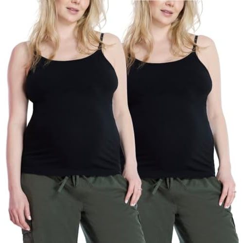 Motherhood Maternity Women's Clip Down Nursing Tank Top Cami with Adjustable Straps for Breastfeeding