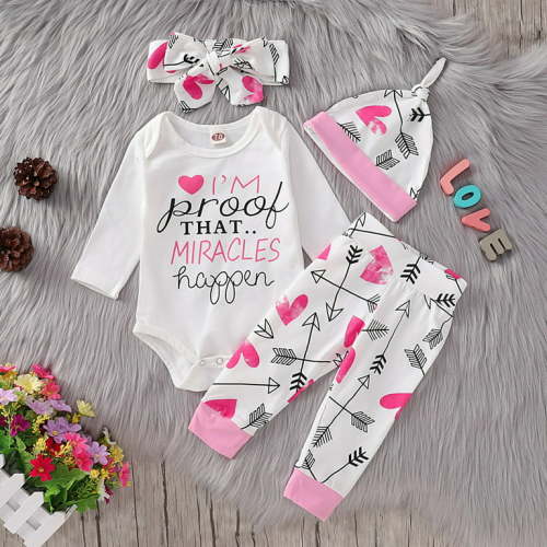 BULLPIANO Infant Baby Girl Romper Pants Headband Hat Clothes Outfit Set 6-12 Months