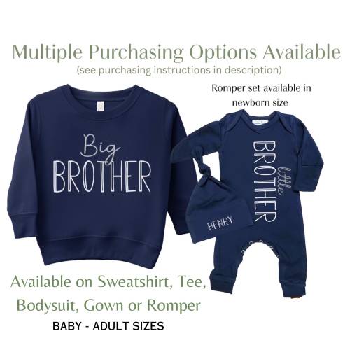 Sibling Shirts, Big Brother Sister Sweatshirt or Tee Shirt, Little Brother Outfit, Newborn Boy Coming Home Outfit, Newborn Baby Announcement