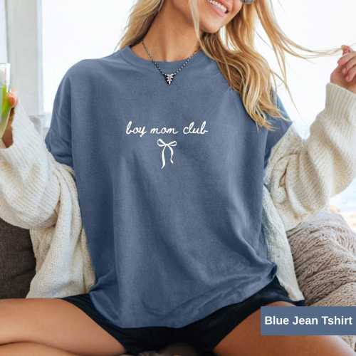 Boy Moms Club Comfort Colors® Shirt, Coquette Mom Tee, Mom of Boys Shirt, Mother&#39;s day Gift, Trendy Mama Shirt, Cute Mom Shirt, Boy Mama Tee
