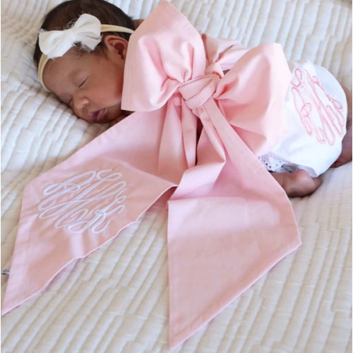 Personalized Newborn Bow Sash | Sweet Pink