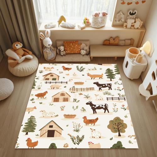 Ultra Soft Farmhouse Rug for Kids Room Decor | Nursery Rug with Farm Animals