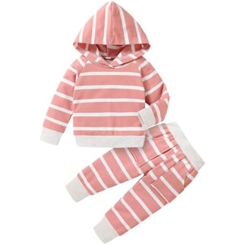 YOUNGER TREE Baby Girls Winter Clothes Set Long Sleeve Striped Hoodie Sweatshirt Pants Outfit Sets for Newborn Infant Toddler