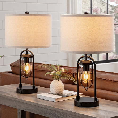 Table Lamps Set of 2 with USB Port and Night Light