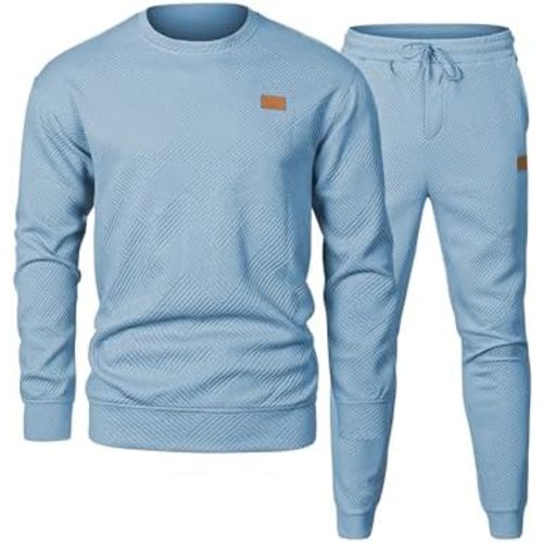 JMIERR Mens 2 Piece Outfits Knit Jacquard Pullover Sweatshirt Tracksuit & Joggers Sweatpants Sweatsuit Sets with Pockets