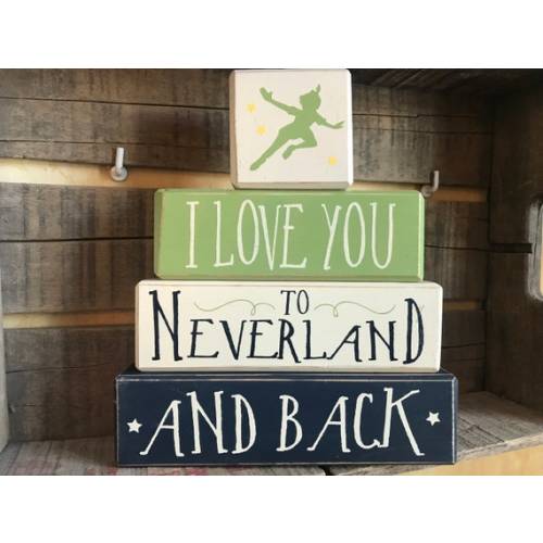 I Love You to Neverland and Back 4 Piece Wood Block Set With - Etsy