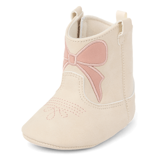 Baby Girls Embroidered Bow Cowgirl Boots - Gray
