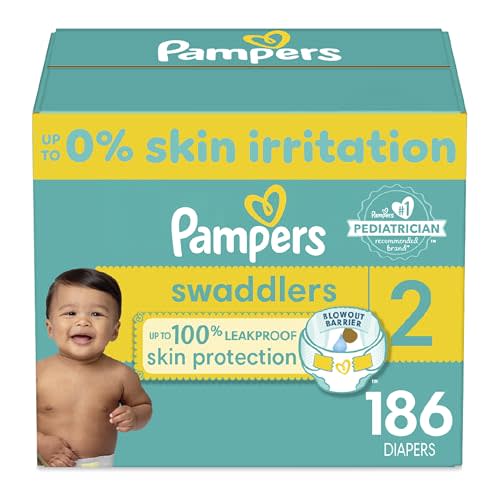 Pampers Swaddlers Diapers - Size 2, One Month Supply (186 Count), Ultra Soft Disposable Baby Diapers