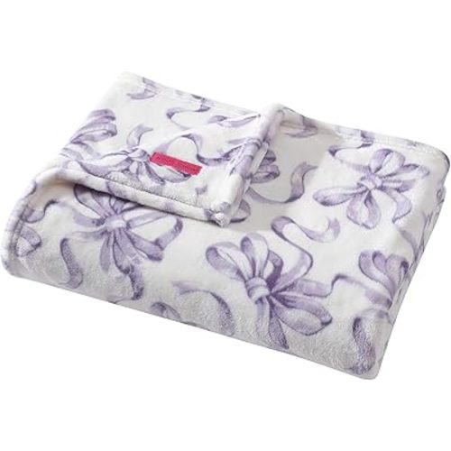 Betsey Johnson - Twin Blanket, Ultra-Soft Plush Bedding, Oversized Soft Blanket, Dorm Essentials (Ballet Bows Purple)