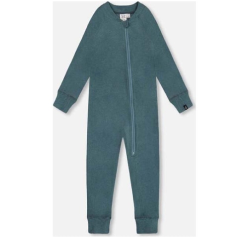 One Piece Thermal Underwear, Pine Green - Deux par Deux | Maisonette