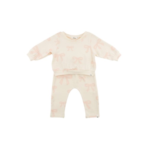 Big Bows Pink Brooklyn Boxy Jogger Set, 6-12M
