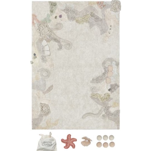 Seabed Washable Cotton Rug & Ocean Creature Set