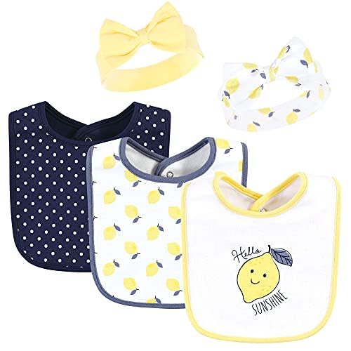 Hudson Baby Unisex BabyCotton Bib and Headband or Caps Set