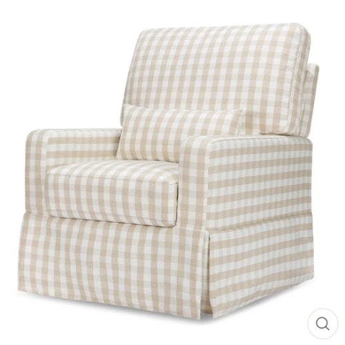 Crawford Pillowback Comfort Swivel Glider - Tan Gingham