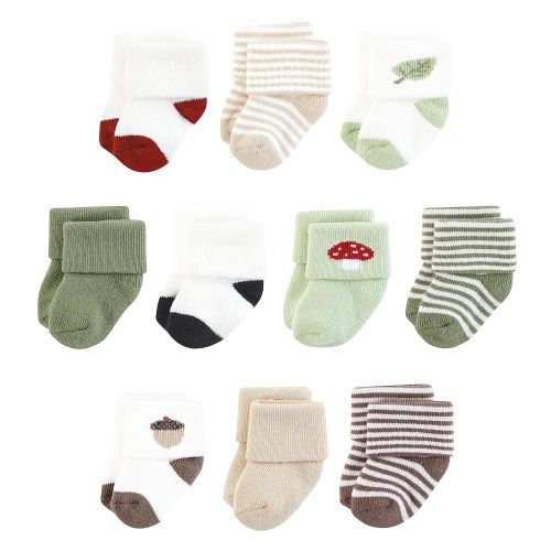 Touched by Nature Baby Infant Boy Organic Cotton Socks, Forest Explorer, 0-6 Months, Brown