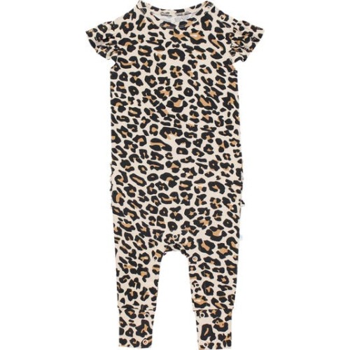 Lana Leopard Ruffle Cap Sleeve Romper, 3-6M