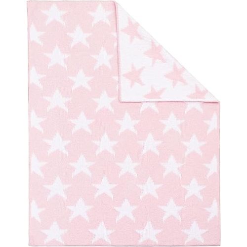Living Textiles Pink Star Chenille Soft Baby Blanket Reversible Premium Cozy Fabric for Best Comfort - for Infant,Toddler,Newborn,Nursery,Boy,Unisex,Throw,Crib,Stroller,Gift, Pink Star 40x30