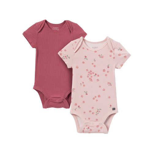 Modern Moments by Gerber Baby Neutral 2-Pack Short Sleeve Bodysuits, Sizes Newborn - 12 Months