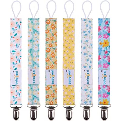 Babygoal Pacifier Clips, 6 Pack Metal Clips Pacifier Holder for Boys and Girls Fits Most Pacifier Styles & Baby Toys and Baby Gift 6MP31
