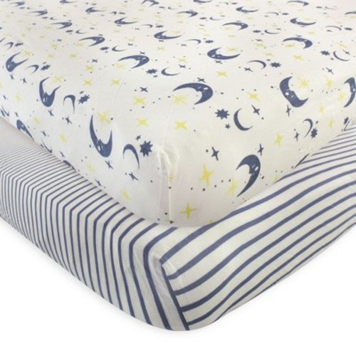 Touched by Nature Baby Organic Cotton Crib Sheet, Moon, One Size