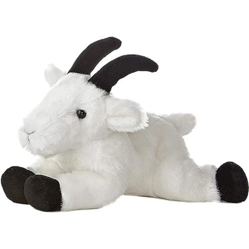 Aurora® Adorable Mini Flopsie™ Rocky Mountain Goat™ Stuffed Animal - Playful Ease - Timeless Companions - White 8 Inches