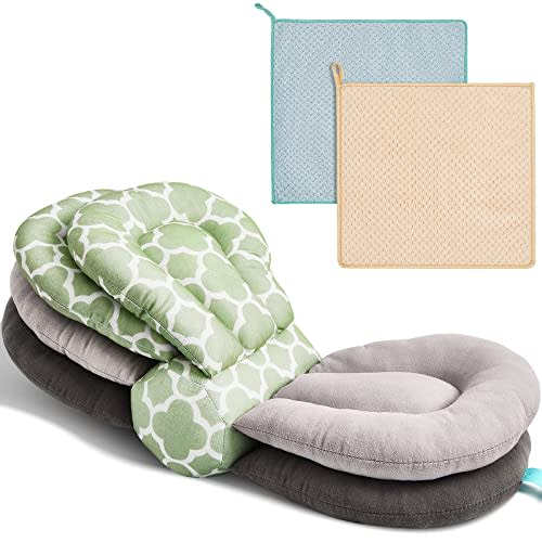 Tatuo Adjustable Breastfeeding Nursing Pillows for Mom Multiple Angle Altering Layers Baby Feeding Pillow with 2 Pcs Absorbent Coral Fleece Baby Washcloths for Newborn Infant Toddlerss