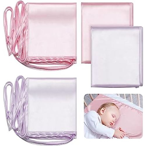 Hosuly 2 Pcs Satin Bassinet Sheet Baby Hair Soft Silk Feeling Sheet Baby Bassinet for Rectangle Cradle Pad Mattress Boys Girls Newborn Infant(Pink and Purple)