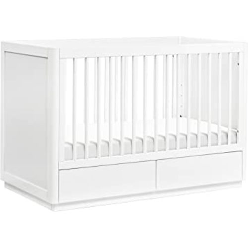 Babyletto Bento 3-in-1 Convertible Storage Crib with Toddler Bed Conversion Kit in White, Undercrib Storage Drawers, Greenguard Gold Certified