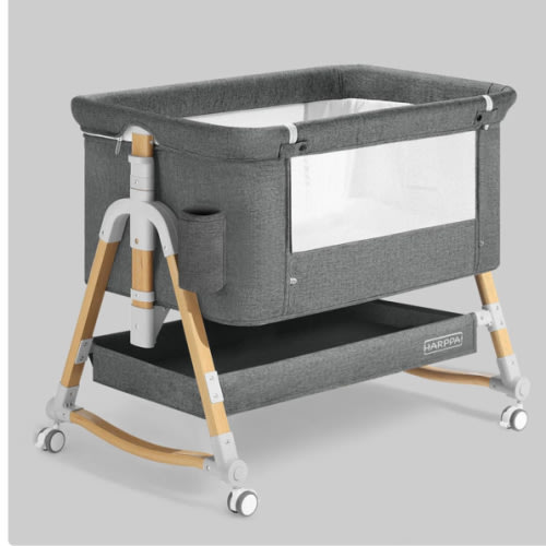 HARPPA Cuddly 3-in-1 Baby Bassinet Bedside Sleeper for Reflux | Attaches to Bed, Adjustable 5 Heights, Non-Toxic & CPSC Certified | Sturdy Aluminum Frame, Portable Wheels, Tool-Free Setup, Gentle Rocking | Perfect for Newborns, Infants, Small Spaces & Saf