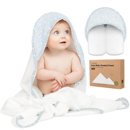 KeaBabies Hooded Baby Towel for Newborn - Viscose Derived from Bamboo Large Baby Bath Towels with Hood for Boys, Girls, Toddler, Extra Absorbent & Soft Newborn Bath Essentials (Blue Whale)