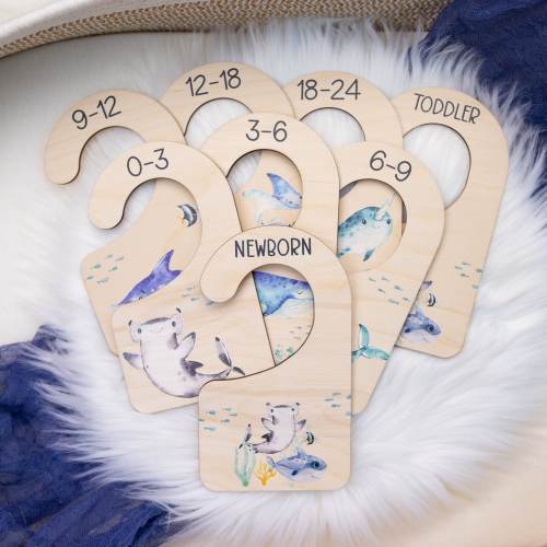 Shark Clothing Dividers, Ocean Life Baby Clothing Divider, Wood Wardrobe Divider, Nursery Closet Divider, Shark Nursery Theme O3
