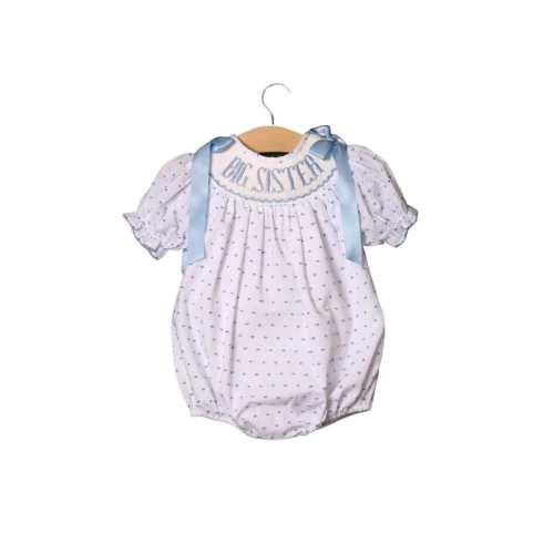 Smocked BLUE Swiss Dot Big Sister Bubble