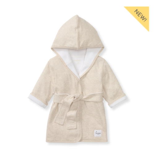 Organic Cotton Knit Terry Hooded Robe Oatmeal