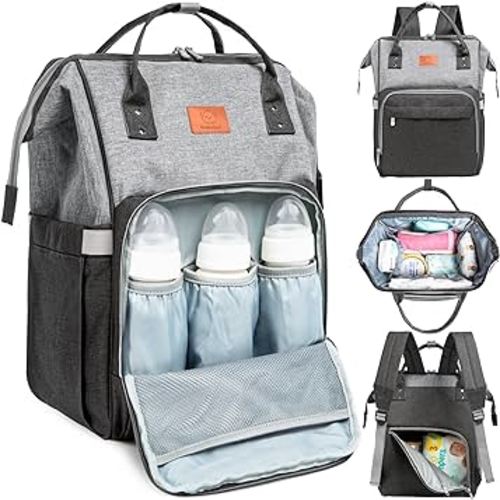 KeaBabies Baby Diaper Bag Backpack - Baby Bag for Boys, Girls, Waterproof Multi Function Baby Backpack, Large Diaper Bags for Baby Girl, Baby Boy, Travel Diaper Bag with Changing Pad (Graphite)