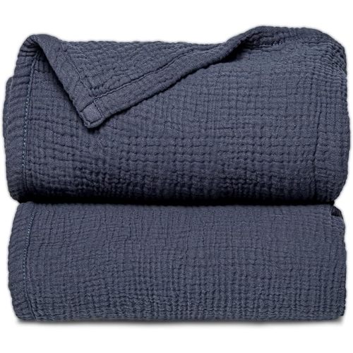 Lulu moon Muslin Quilt Blanket, Crib Blanket for Baby and Toddler,47x47 Inches(Blue)