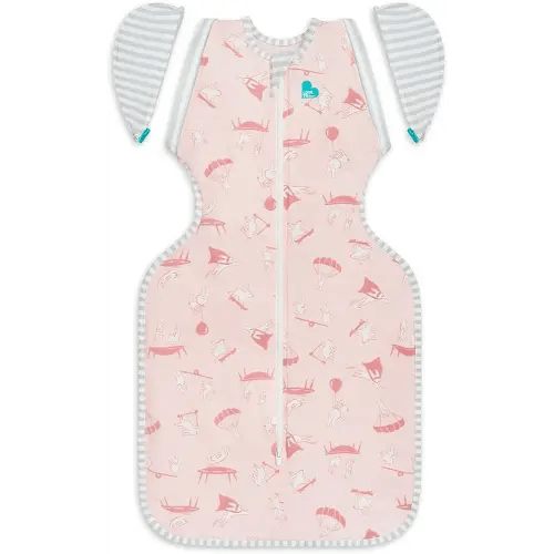 Love to Dream Swaddle Up Transition Swaddle, Patented Zip-Off Wings, Gently Help Baby Transition from being Swaddled to Arms Free when showing signs of rolling, Lite 0.2 TOG, 13-19 lbs, Pink