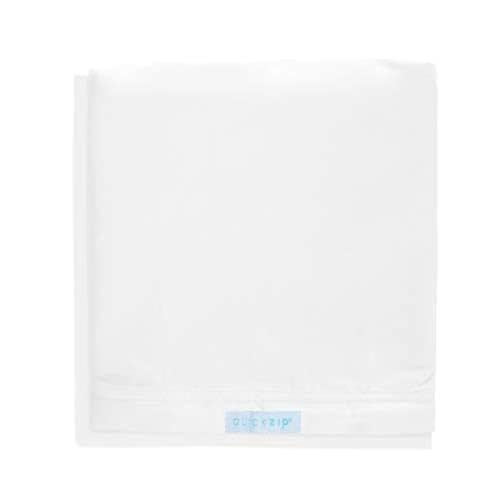 QuickZip Crib Extra Zip-On Sheet (SecureFit Wraparound Base Not Included) - Faster, Safer, Easier Baby Crib Sheets - White 100% Cotton - Fits All Standard Crib Mattresses