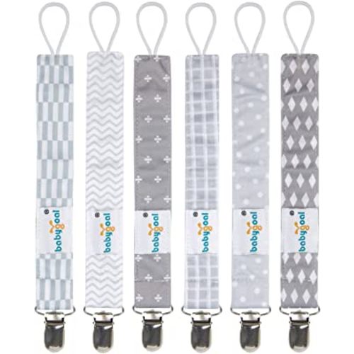 Babygoal Pacifier Clips, 6 Pack Pacifier Holder for Boys and Girls Fits for Most Pacifier Styles & Baby Toys and Baby Gift 6MP09