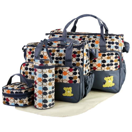 iMounTEK 5PCS Diaper Bag Tote Set, Shoulder Bags with Nappy Pad, Insulated Pockets - Gray