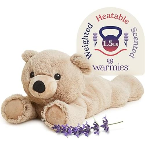 warmies Microwavable & Weighted Stuffed Animals, Brown Bear - Heated Stuffed Animal Plushie for Warmth & Comfort - Cute Soft Plush Toys for Adults & Children (Boys, Girls, Babies & Toddlers)