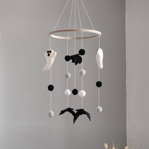 Bat baby mobile | Ghost nursery mobile | Monochrome nursery decor