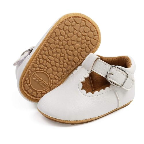 SOFMUO Baby Boys Girls Lace Up Leather Sneakers Soft Rubber Sole Infant Moccasins Newborn Oxford Loafers Anti-Slip Toddler Wedding Uniform Dress Shoes
