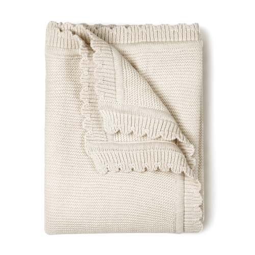 Organic Cotton Scalloped Baby Blanket - Vanilla Natural