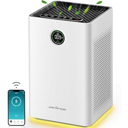 Jafända Air Purifiers for Home Large Room, Smart WiFi and Alexa Control, True HEPA 13 Filter Air Cleaner with Activated Carbon, 1190 Ft², Remove Dust Pollen Smoke Odors, Quiet Sleep Mode 23dB