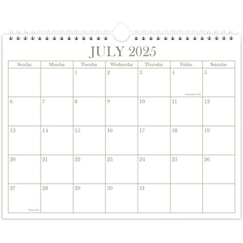 Calendar 2025-2026 - Wall Calendar from July 2025 - December 2026, 18 Months Calendar with Premium Paper, Twin-Wire Binding & Hanging Hook, 8.5" x 11", Golden