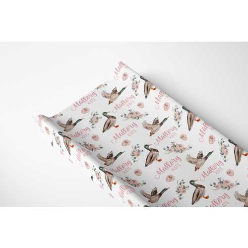 Girl Mallard Duck Changing Pad Cover, Duck Hunter Changing Pad, Nursery Essentials, Personalized Changing Pad Cover, Girl Duck Nursery, B33